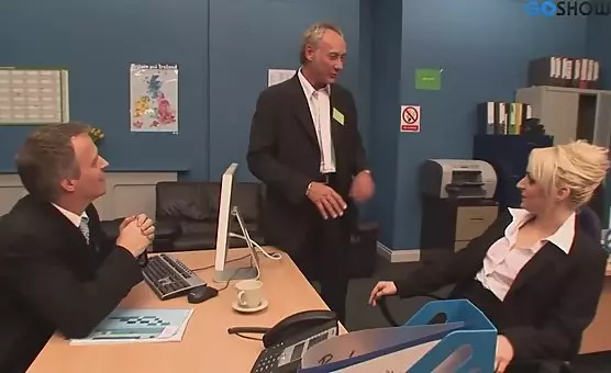 Blonde Brunette Blowjob Frenzy with Two Guys