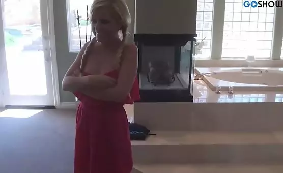 Horny blonde gets fucked doggy style by her man